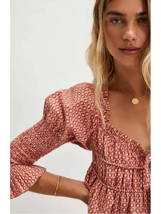 Free People Star Dip Cotton Mini Dress Sz Medium - Picture 4 of 13